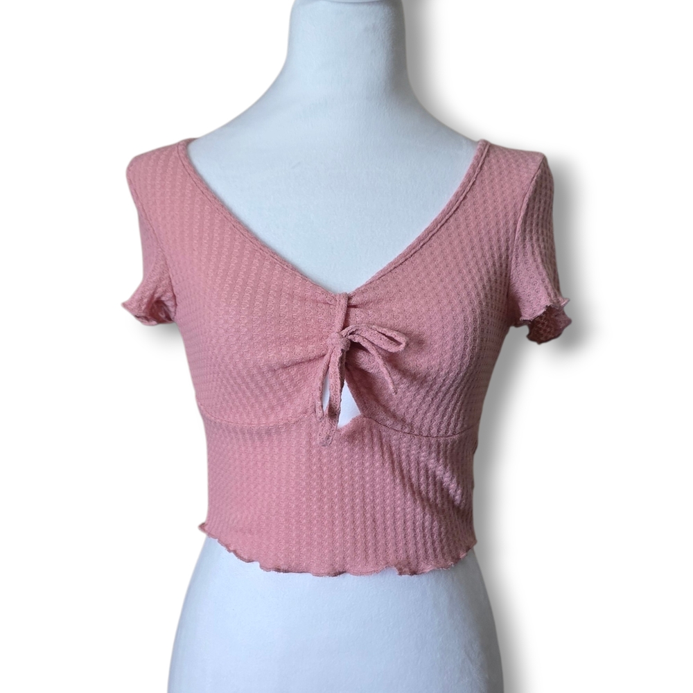 NWT SHEIN Dusty Pink Tie-Front Crop Top
